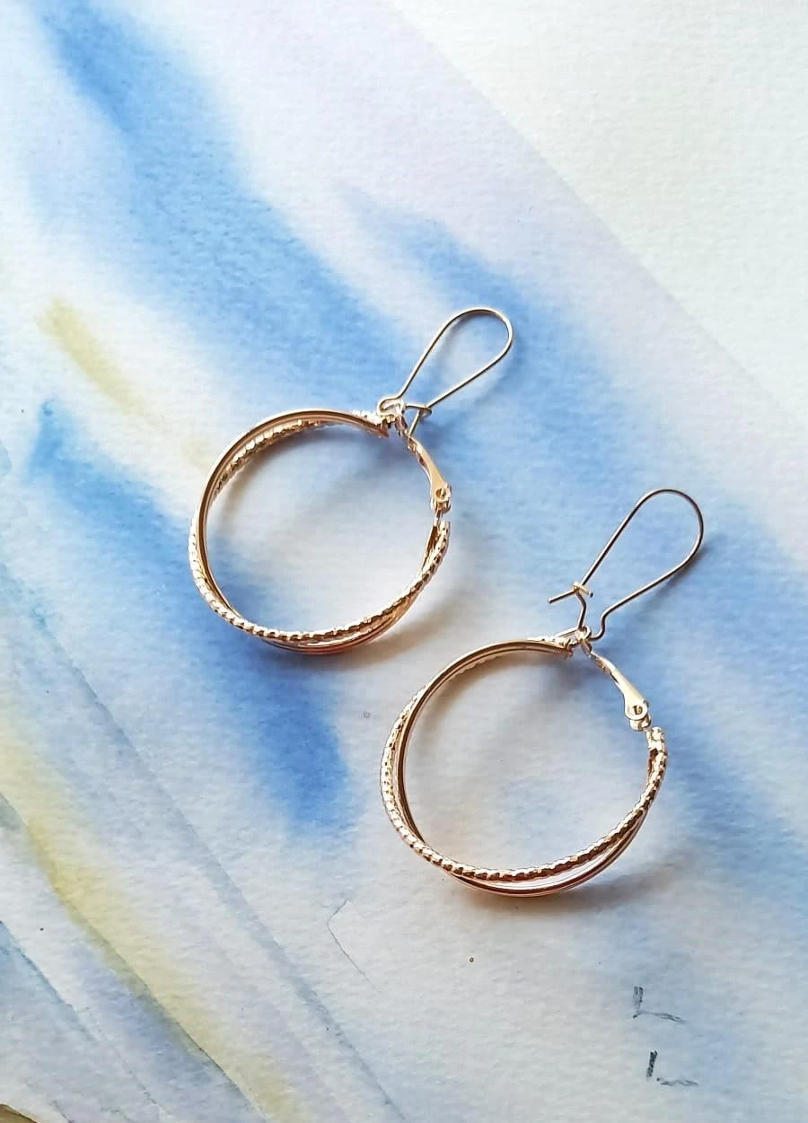 Gouden creoolse oorbellen grote ringen nieuw – photo 3